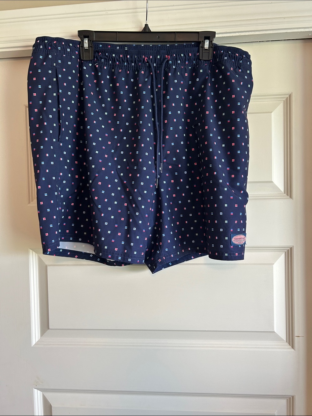Vineyard Vines Navy Swim Shorts with Multicolor Signal Flag Print